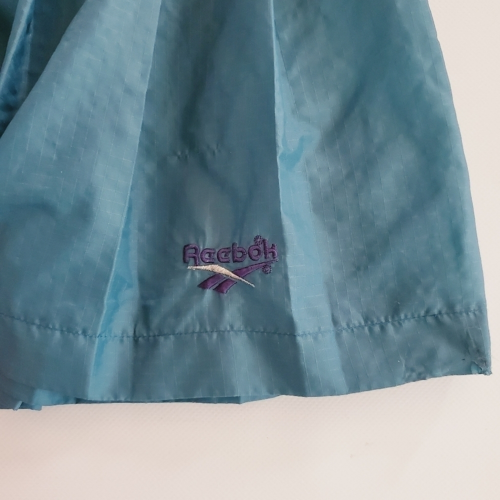 1311 * Reebok Pleated Nylon Mini Skirt Green Size 8 Vintage - Picture 5 of 8